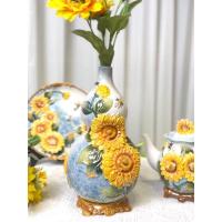 ราคา Sunflower & Bee Collection แจกันทรงน้ำเต้า งาน Hand made นำเข้า ลายนูน 3D สไตล์ Cottage ถ่ายจากสินค้าจริง (25072014935)