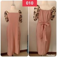 ราคา เดรสมือสอง เสื้อคอปาดสีเบสแขนลายดอกไม้สีดำ (12540424728)