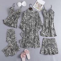 Wolfox เซ็ตชุดนอนผ้าซาติน 5 ชิ้น รุ่น Zebra