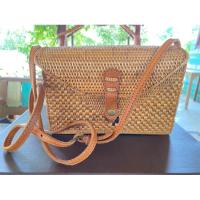 ราคา กระเป๋าหวายแท้สาน สายสะพายหนังแท้ (24978062046)