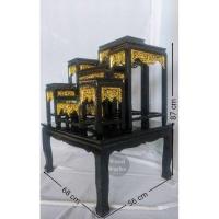 ราคา โต๊ะหมู่บูชาพระ หน้า 6 หมู่ 7 กระจังทองปิด สีโอ๊ค ไม้ทุเรียน ราคาถูกที่สุด (3833719866)