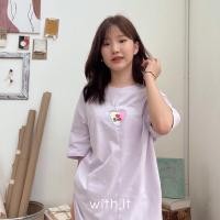 ราคา เสื้อยืดสีม่วงพาสเทล oversize แบรนด์with.it (18819445463)