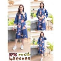 ราคา เดรสยีนส์คอจีนแขนยาวต่อลายดอก (26628122837)