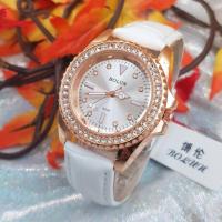ราคา นาฬิกาข้อมือผู้หญิง นาฬิกาแฟชั่น Bolun แบรนด์แท้ สายหนัง รุ่น หน้าโร ล้อมเพชร ( แถมฟรี !! กล่องกระดาษ ) (22281607473)