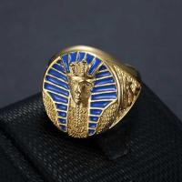 ราคา ▣ Hip Hop Rock 316L Stainless Steel Ancient Egyptian Pharaoh Tutankhamun Men Bg Ring Jewelry D (28873089242)