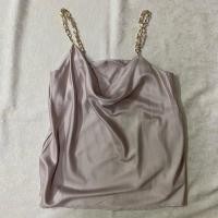 ราคา เสื้อสายเดี่ยวโซ่ผ้าซาติน คอถ่วง สีนู้ด (27607568585)
