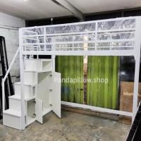 ราคา เตียง2ชั้น บันไดตู้เสื้อผ้าพร้อมตู้เก็บของ สีขาว เลือกได้3ขนาด เตียง3.5ฟุต เตียง5ฟุต เตียง6ฟุต (25431612738)