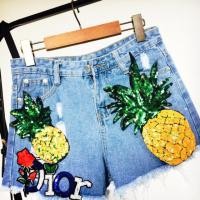 ราคา กางเกงยีนส์ขาสั้นปักเลื่อม (886619494)