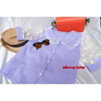 ราคา เสื้อคอบัว สีม่วงน่ารักสดใส แต่งแขนด้วยผ้ามุ้งลายดอกเดชี่ คอแต่งด้วยผ้าลูกไม้คุ้มสุดๆ (7574553655)