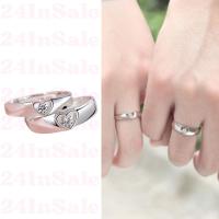 ราคา shop24สต็อกไทย แหวนคู่ รูปหัวใจประดับเพชร สีเงิน (22460482031)