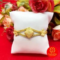 ราคา สร้อยข้อมือทองเหลืองลายสี่เสาคั่นสี่เหลี่ยมข้าวหลามตัดลายสุโขทัย ความยาว 7 นิ้ว งานทองเหลืองแท้ งานดิบไม่ได้ชุบ (25314200252)