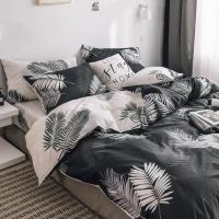 ราคา ชุดผ้าปูที่นอนพร้อมผ้านวม "ลายใบไม้ขาวดำ " (22828963926)