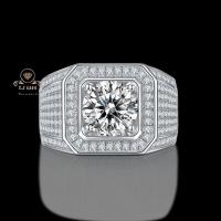 ราคา แหวนเพชรโมอีส แหวนผู้ขาย อารมณ์เจ้านาย Moissanite แหวนเงินแท้ 925ทองคำขาว18k 3.0กะรัต 9.0mm (27317733552)