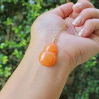 ราคา จี้หยกพม่าแท้ จี้หยกส้มดีไซน์น้ำเต้าตะขอทองคำแท้18k (27725237002)