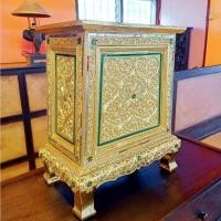 ราคา ตู้บริจาค ตู้บริจาคเงิน เดินเส้น ปิดทอง ประดับกระจกสี ขนาด กว้าง 41 x ลึก 26 x สูง 46 ซม. งานละเอียด สวยงาม ประณีต (10605739068)