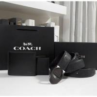 ราคา ส่งฟรี Set กระเป๋าสตางค์ & เข็มขัด Coach แท้ สีดำ ลายนูน ดูดี ผู้ชาย กระเป๋าเงิน ของขวัญ สุดคุ้ม (13325858149)