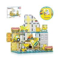 ราคา PicassoTiles 45 Pc Construction Adventure Magnet Tile Set with Action Figures (28514073901)