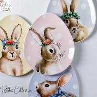 ราคา Violet Flamingo [พร้อมส่ง] จานเซรามิคลายกระต่าย จานขนาด 17x21.5 cm. จานกระต่าย รูปทรงไข่ Rabbit Plate (20971356259)