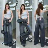 ราคา กางเกงยีนส์ขากระบอกสีสโนว์ ขัด ด่างเทาดำ (26382066936)