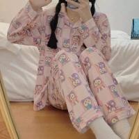 ราคา ER65 พร้อมส่ง ลายการ์ตูน ชุดนอน ชุดนอนผู้หญิง ผ้าคอตตอนแขนขายาว ชุดนอนคอตตอน ผ้าคอตตอน ชุดนอนสไตล์เกาหลี ลายมาใหม่ (9797897406)