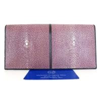 ราคา กระเป๋าสตางค์ผู้หญิง หนังปลากระเบนขัดมันแท้ 100% รุ่น 2 พับยาว สีม่วง หนังเงางาม ใส่การ์ด บัตรเครดิต สินค้าใหม่ ราคาถูก (25741568487)
