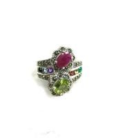 ราคา แหวนหัวพลอย ทับทิม เพอริดอท ตัวเรือนเงินแท้ (5640865780)