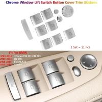 ราคา 11 ชิ้น Chrome Silver ภายในรถ Window Lifter ปุ่มสวิทช์ฝาครอบสติกเกอร์ Trim สําหรับ BMW 3 Series X5 X6 E70 E71 E72 X1 E84 E90 (26018472080)