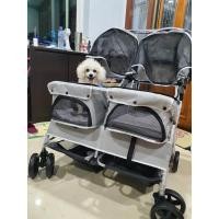 ราคา รถเข็นแฝดสุนัข 4 ล้อ รถเข็นสุนัข 2 ที่นั่ง รถเข็นหมา รถเข็นแมว มีระบบล็อคล้อ รองรับ 30-35 kg. พับได้ (16196739225)