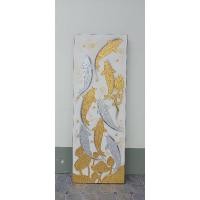 ราคา ภาพวาดปลาคาร์ฟ8ตัวปิดทองคำเปลว/เงินเปลวพื้นสีขาวขนาด35×100cm (6186741049)