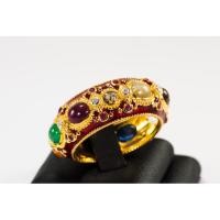 ราคา (R75 ชื่อแบบ "มณฑา") : แหวนพิรอดพลอยนพเก้าลงยาสีประดับพลอย "ทับทิม" (Ruby) (1706320430)