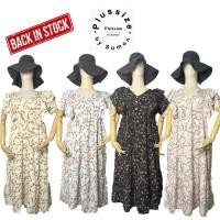 ราคา เดรสสาวอวบ เดรสยาวคอวีลายดอกไม้ไซส์ใหญ่ มีเชือกผูกด้านหลัง แขนกุด แต่งระบายช่วงอกและแขน (22537920278)