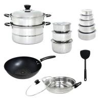 ราคา SWAN ชุดหม้อ no.24 หม้อซึ้ง24ซม.+ หม้อแขก 3 ใบ + กระทะ 32 ซม.(คละสี) + ชุดโถสแตนเลส 5 ใบ + หม้อสแตนเลส 11 นิ้ว + ตะหลิว (1331218014)