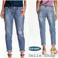 ราคา พร้อมส่งOld navy Women's Boyfriend Skinny Ankle Jeans กางเกงเนื้อดีผสมสเปนดิกยืดได้ค่ะ ขาดเบาๆ (575933)