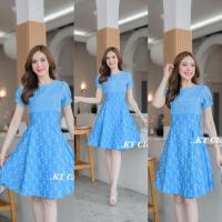 ราคา ชุดเดรสผ้าไทยสีฟ้า งานผ้าทอล้วน ทรงสวยมากคะ (25684225660)