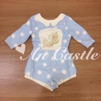 ราคา baby blue jumpsuit size M - จั้มสูทขาสั้นสีฟ้าลายจุด ป้าย areeya (24562176820)