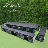 ราคา ชุดโต๊ะสนามโมเดิร์น 16 ที่นั่ง Outdoor furniture เข้าได้กับบ้านทุกสไตล์ วัสดุเป็นปูนแผ่นเสริมเหล็กทนแดดฝนส่งตรงจากโรงงาน (21843768930)