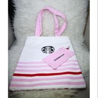 ราคา กระเป๋าผ้า PINK TOTE BAG สะพายพร้อมกระเป๋าใบเล็กสีชมพู Starbucks Thailand 2019 (1866105218)