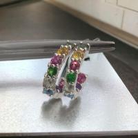 ราคา ต่างหูพลอยนพเก้า เงินแท้ พลอยแท้ (27715537652)