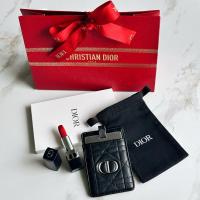 ราคา Dior Gift Set Rouge Dior card holder & Mini Lipstick สี 999 (25091459187)