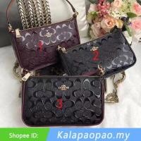 ราคา Top Handle Pouch F56518 พิมพ์คลาสสิก หนังแท้ ผู้หญิง กระเป๋าสะพายข้าง Coac h กระเป๋า สายสะพายไหล่สองเส้น (24313198706)