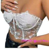 ราคา CHOPSE Official เสื้อกล้ามซีทรู เปิดไหล่ ปักลายดอกไม้ 3D สําหรับผู้หญิง (24310944725)