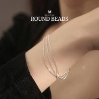 ราคา MEETกำไลเงิน Round Beads กำไลเงินแท้ สร้อยข้อมือปรับได้ กำไลเพชร กำไลแฟชั่น กำไลข้อมือเงินแท้ (24811648761)