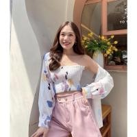 ราคา ส่งต่อ mimi set ลาย milky จากร้าน chamnii เสื้อเชิ้ต พร้อมเกาะอก ใส่ครั้งเดียว (17062691312)