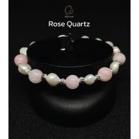 ราคา โรสควอตซ์(Rose Quartz)+ไข่มุกแท้มงคลขนาด 8 มิลลิเมตร/สร้อยข้อมือหินมงคลเสริมดวง (22001144145)