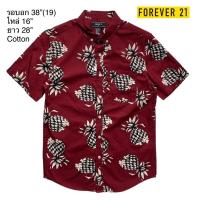 ราคา มือ2Forever21 เสื้อฮาวาย ลายสับปะรดสีดำ พื้นสีแดงเข้ม (22982460367)