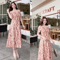 ราคา (s,m,xl) เดรสยาว ปาดไหล่ สีน้ำตาล งานป้าย chalita (26471585740)