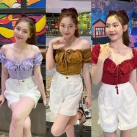 ราคา MesubShop เสื้อปาดไหล่ ดีเทลเชือกผูกช่วงอกแขนตุ๊กตา เสื้อเปิดไหล่ รุ่นนี้ผ้าร่องนะคะ รุ่น B02ผ้าร่อง (22319232320)