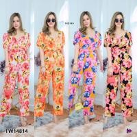 ราคา J14814 Set #สาวอวบ เสื้อครอปแขนตุ๊กตา+กางเกงขายาว ลายดอก (3589610284)