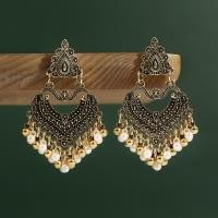 ราคา โลหะผสมอินเดียชาติพันธุ์ Bollywood Dangle ต่างหูแฟชั่นเครื่องประดับ Bohemian Pearl ลูกปัดแกะสลักต่างหูโบราณ Jumka (27306353357)