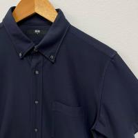 ราคา เสื้อเชิ้ต Uniqlo แขนสั้น สีกรมเข้ม Size M อก 39-40 (26977269484)